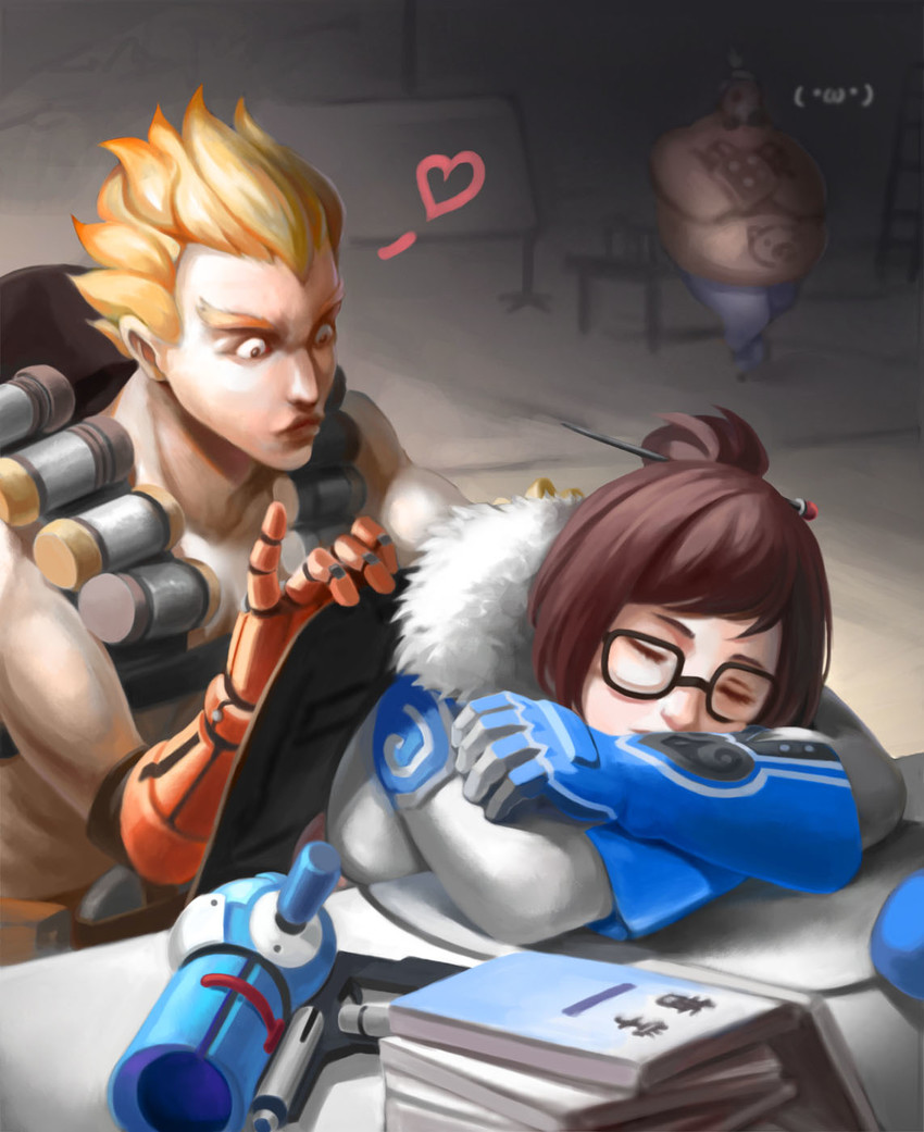 mei, junkrat, and roadhog (overwatch and 1 more) drawn by bei_ju_luoxuan_wan