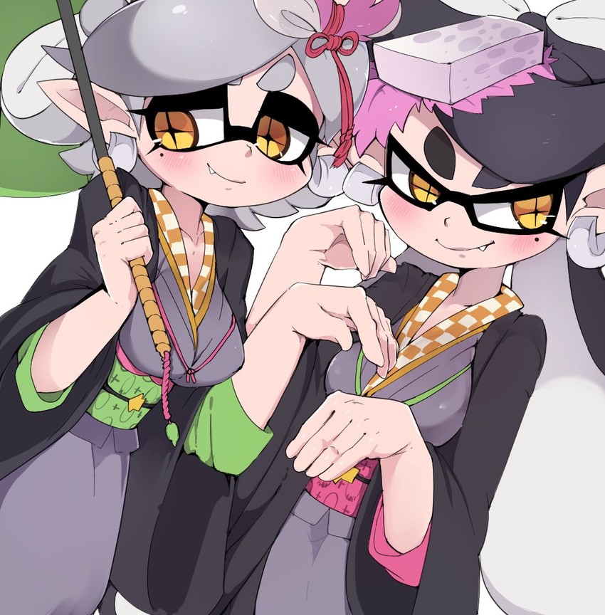 callie and marie (splatoon and 1 more) drawn by g_perarikku