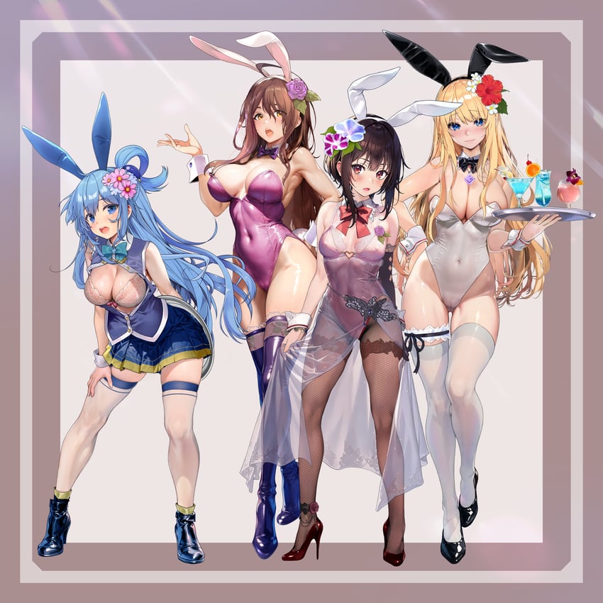 megumin, aqua, darkness, and wiz (kono subarashii sekai ni shukufuku wo!) drawn by ayase_shichikai