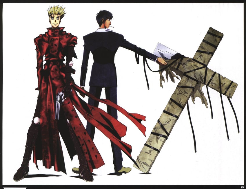 vash the stampede and nicholas d. wolfwood (trigun) drawn by yoshimatsu_takahiro