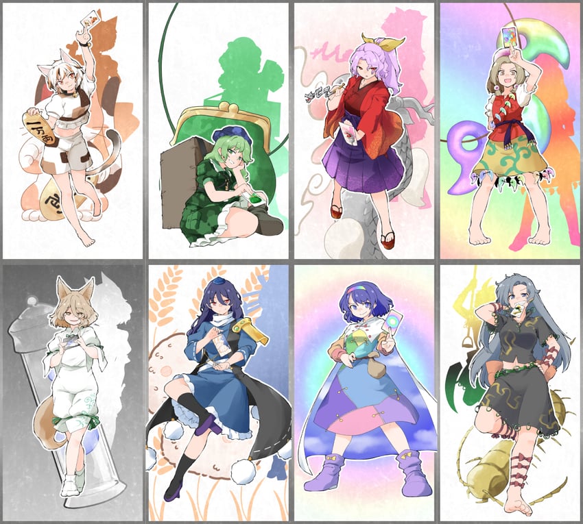 kudamaki tsukasa, iizunamaru megumu, tenkyuu chimata, himemushi momoyo, goutokuji mike, and 3 more (touhou and 1 more) drawn by berusuke_(beru_no_su)