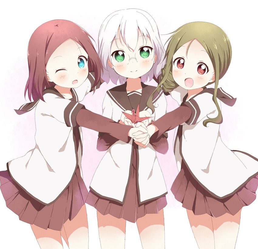 ikeda chizuru, koyama haruka, and dezaki takane (yuruyuri) drawn by toma_(shinozaki)