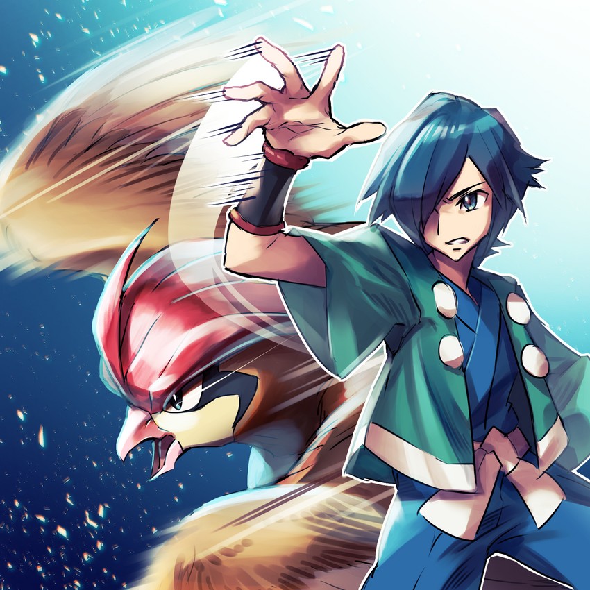 falkner and pidgeotto (pokemon and 1 more) drawn by akihorisu