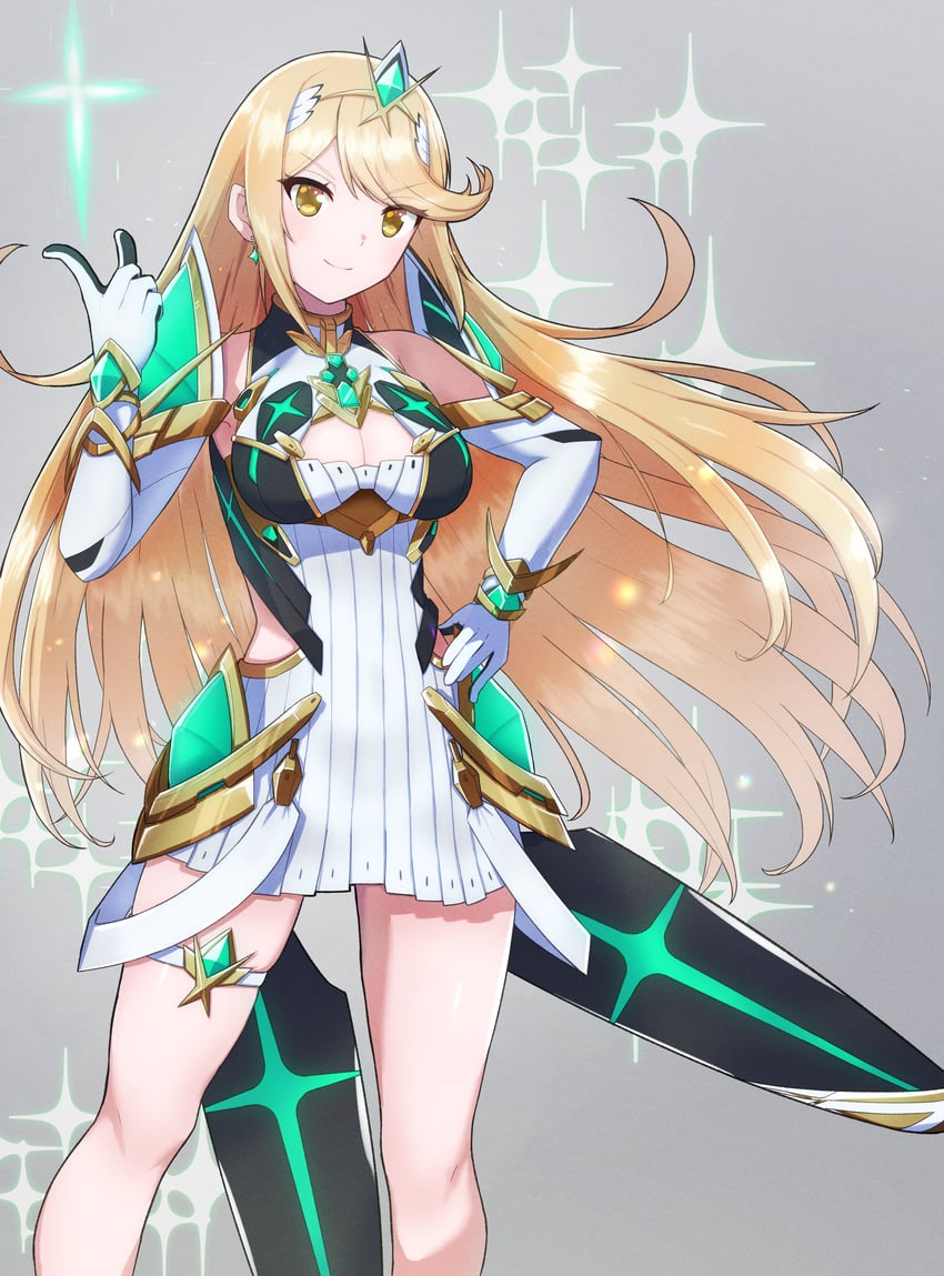mythra (xenoblade chronicles and 1 more) drawn by kamidan