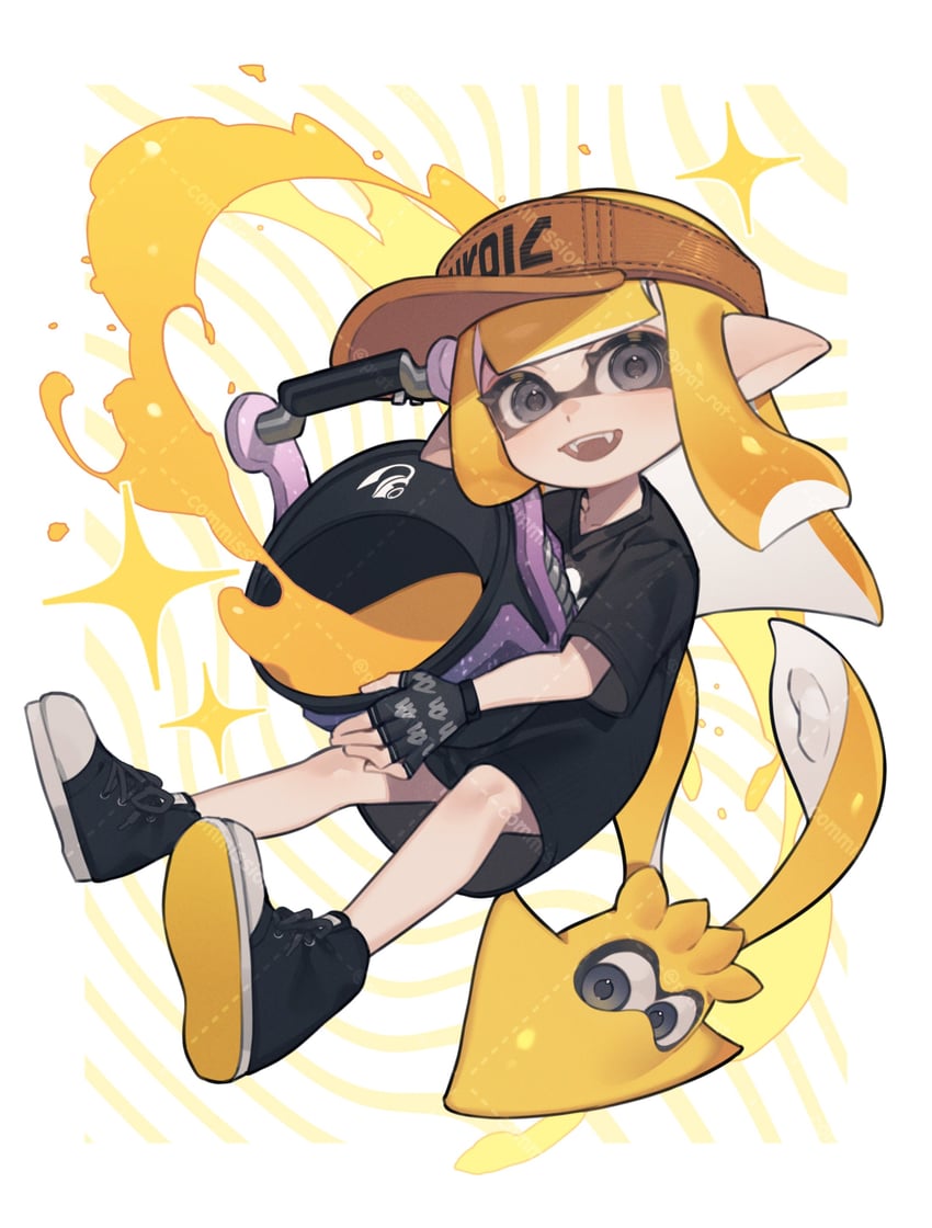 inkling player character and inkling girl (splatoon) drawn by prat_rat