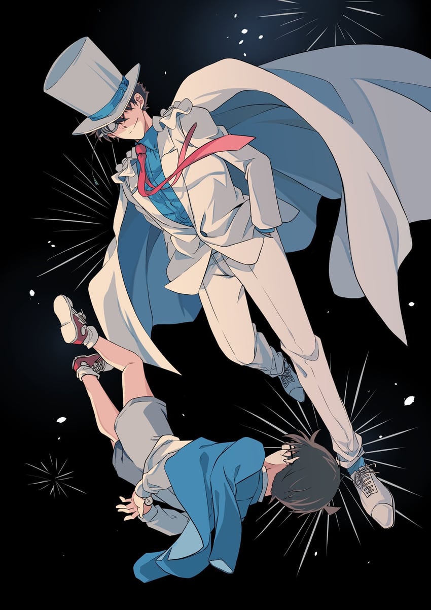 edogawa conan and kaitou kid (meitantei conan and 1 more) drawn by sekai9010