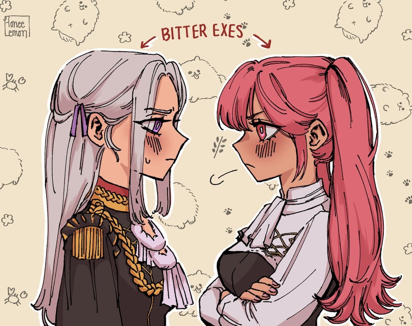 edelgard von hresvelg and hilda valentine goneril (fire emblem and 1 more) drawn by honee_lemon7