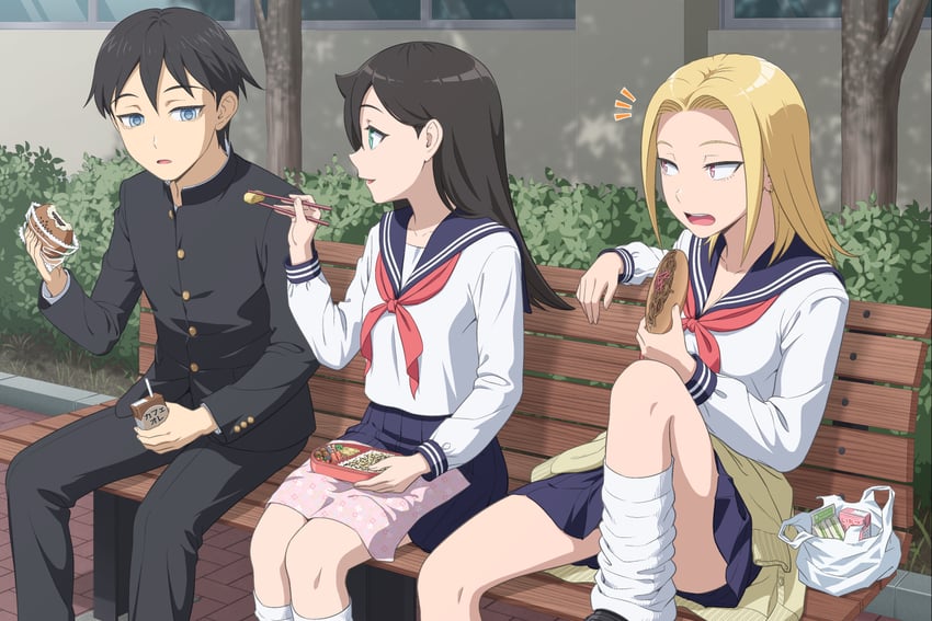 kuroki tomoko's mother, yoshida masaki's mother, and kuroki tomoko's father (watashi ga motenai no wa dou kangaetemo omaera ga warui!) drawn by ichikawa_masahiro