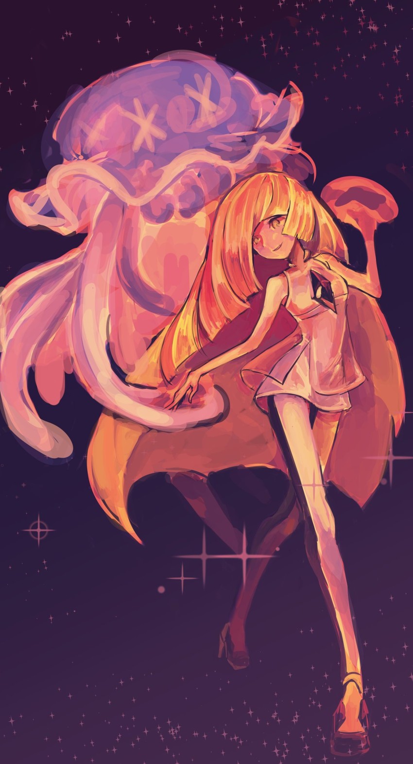 lusamine and nihilego (pokemon and 1 more) drawn by mitu-yuki