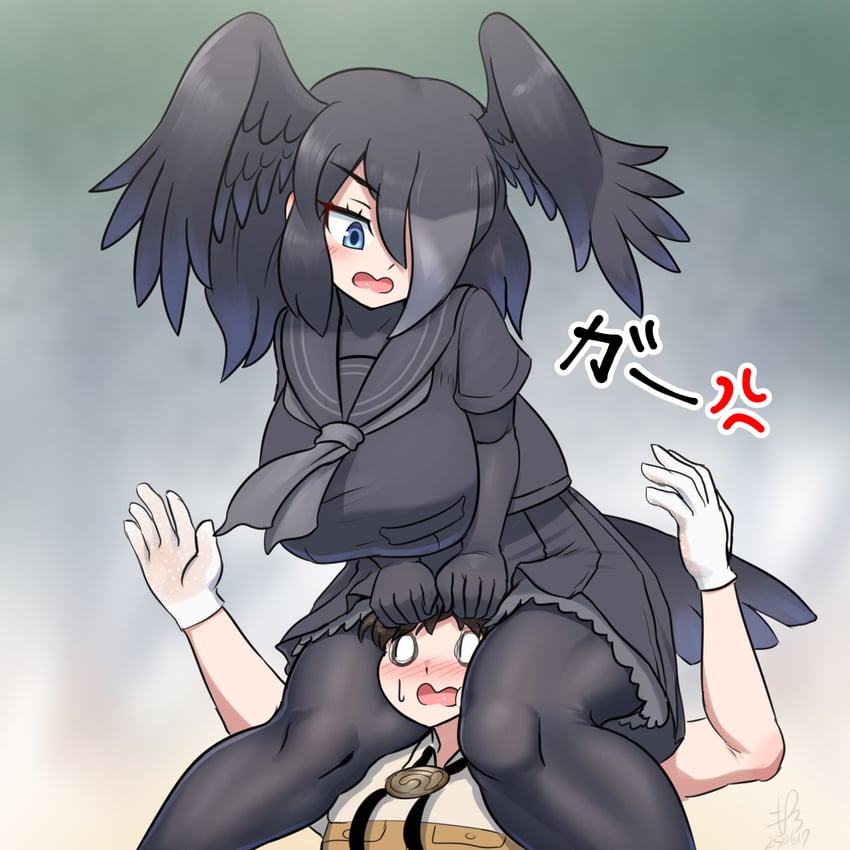 captain and jungle crow (kemono friends and 1 more) drawn by mo23