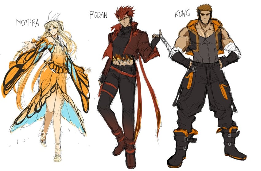 mothra, king kong, rodan, and kong (godzilla and 6 more) drawn by kurosaki_sasori