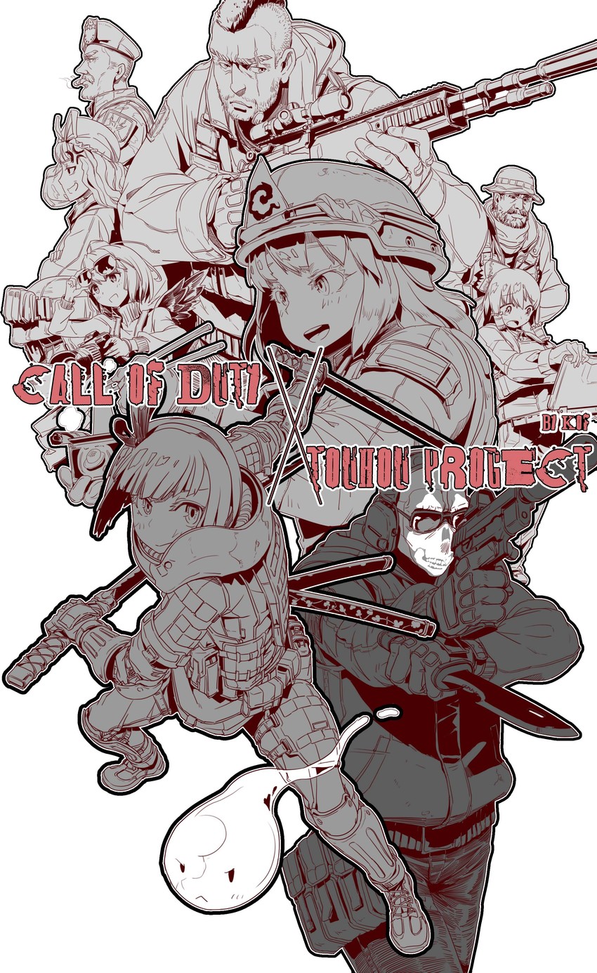 hakurei reimu, konpaku youmu, yakumo yukari, shameimaru aya, saigyouji yuyuko, and 3 more (touhou and 2 more) drawn by shizuoxing_kof