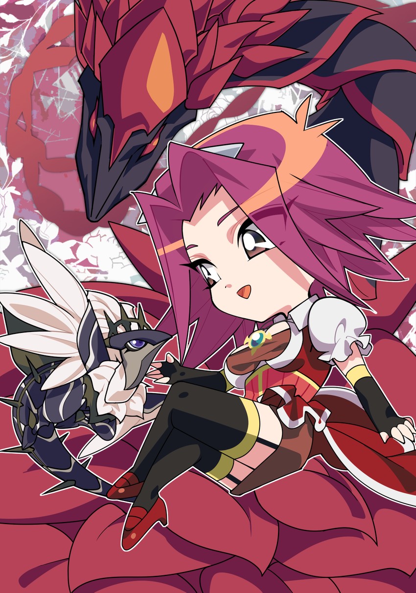izayoi aki and black rose dragon (yu-gi-oh! and 1 more) drawn by misaka_(missa)