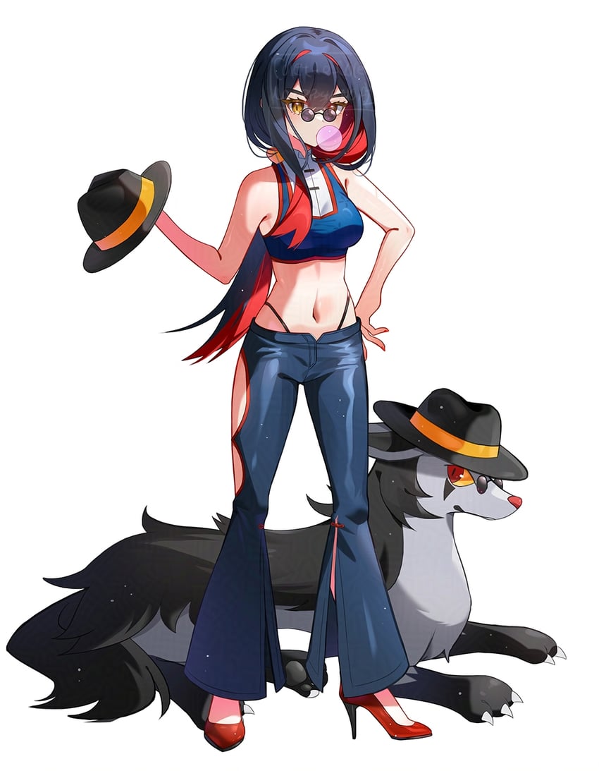 carmine and mightyena (pokemon and 1 more) drawn by coletta_(colet_colettia)