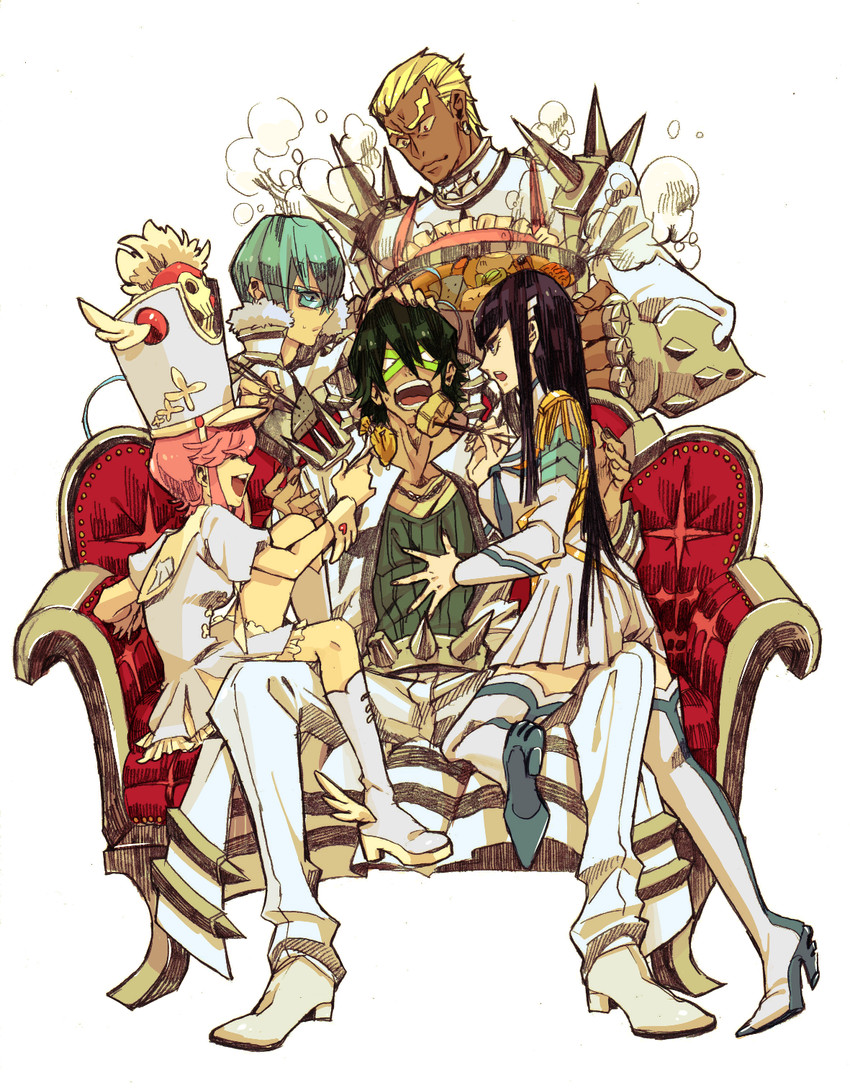 senketsu, kiryuuin satsuki, jakuzure nonon, gamagoori ira, sanageyama uzu, and 1 more (kill la kill) drawn by kirin_(giraffe69)
