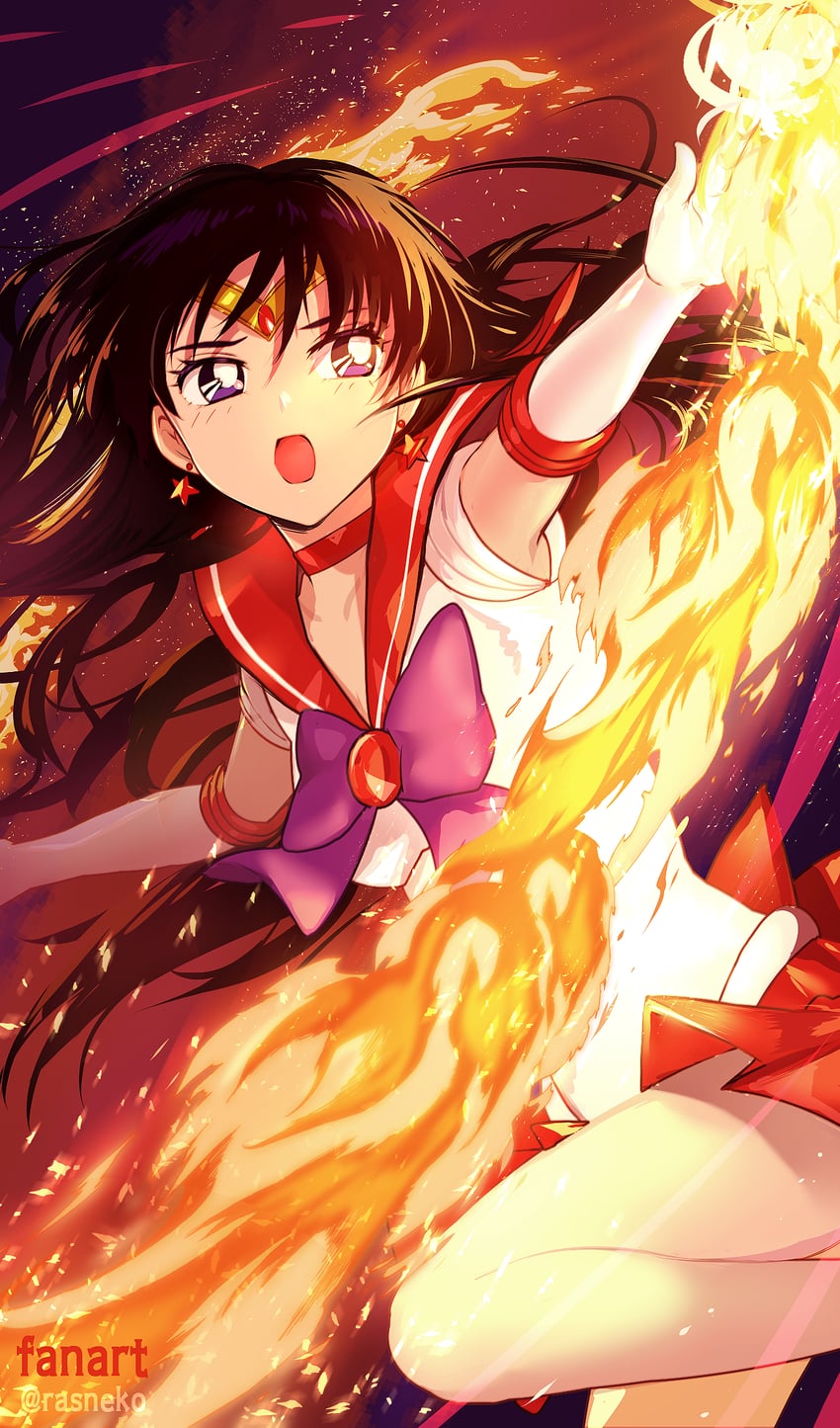 hino rei and sailor mars (bishoujo senshi sailor moon) drawn by rasneko
