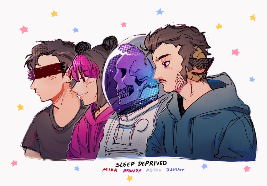 jschlatt, apandah, mikasacus, and aztrosist (minecraft youtube and 1 more) drawn by gomi_(gomiidd)