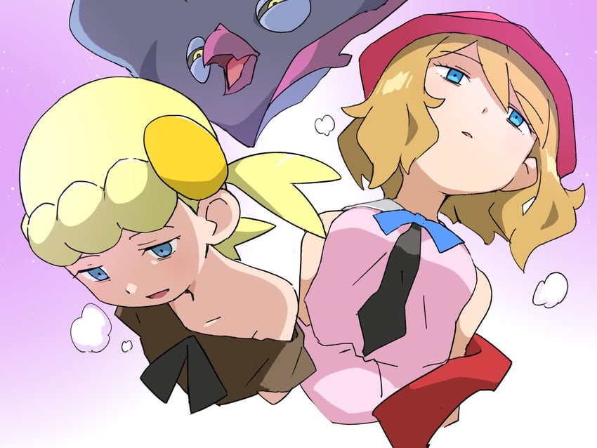serena, bonnie, and malamar (pokemon and 1 more) drawn by hitsugi_mc