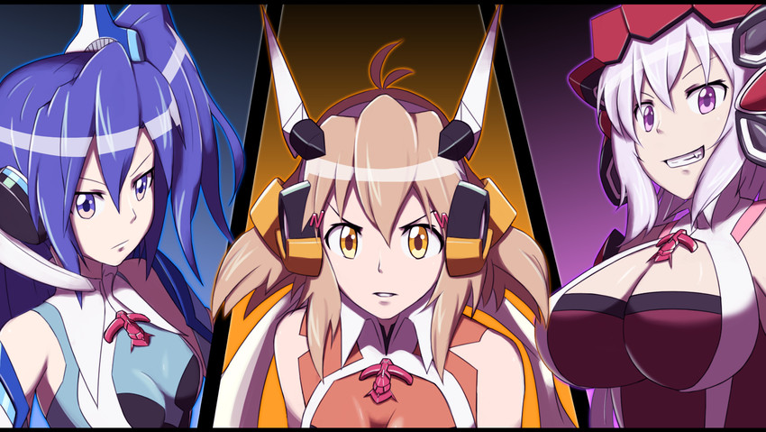 yukine chris, tachibana hibiki, and kazanari tsubasa (senki zesshou symphogear) drawn by kumo_(kumo8159)