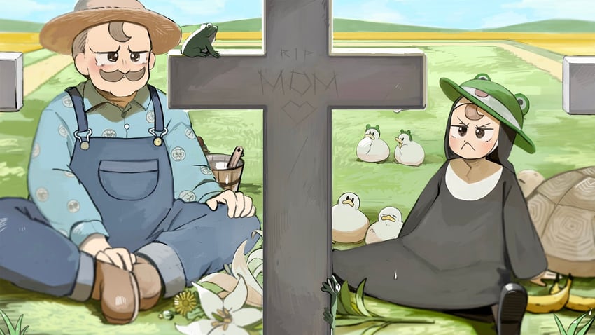 froggy nun and froggy nun's father (little nuns) drawn by diva_(hyxpk)
