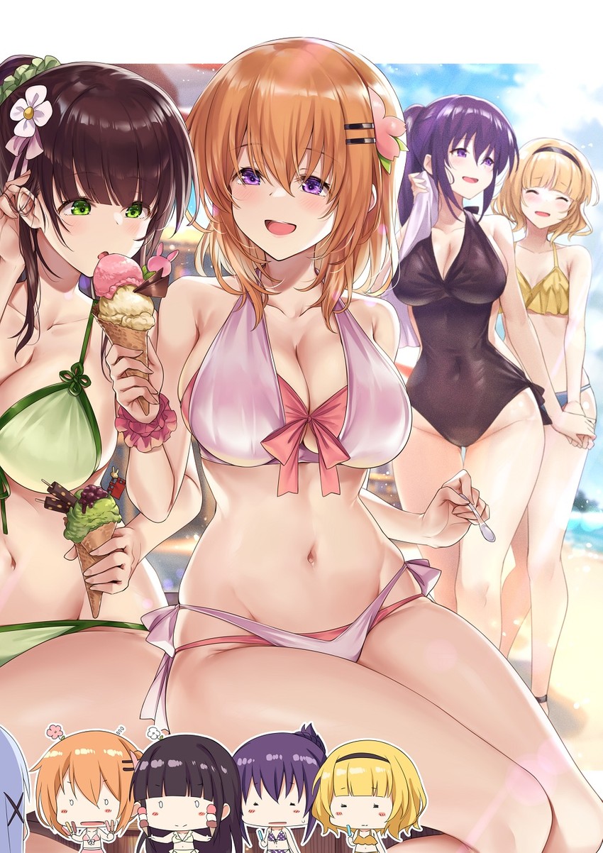 kafuu chino, hoto cocoa, kirima syaro, tedeza rize, and ujimatsu chiya (gochuumon wa usagi desu ka?) drawn by ks_(xephyrks)