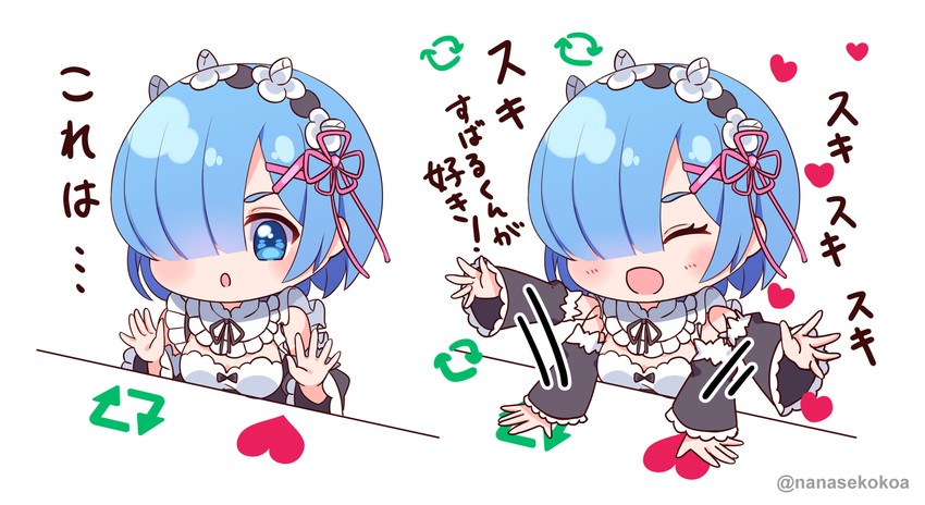 rem (re:zero kara hajimeru isekai seikatsu and 1 more) drawn by fujishiro_kokoa