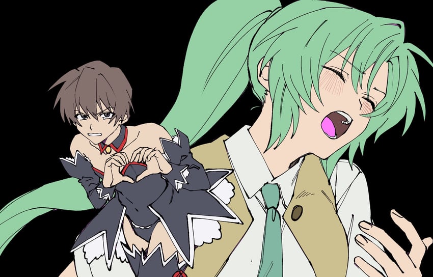 sonozaki mion and maebara keiichi (higurashi no naku koro ni) drawn by nishino_(fetv8484)