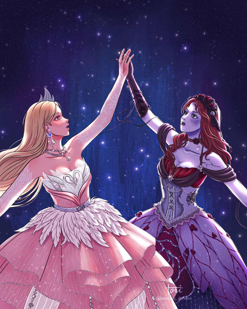 nikki, fairytale swan, and banshee (nikki and 1 more) drawn by tori_art_games