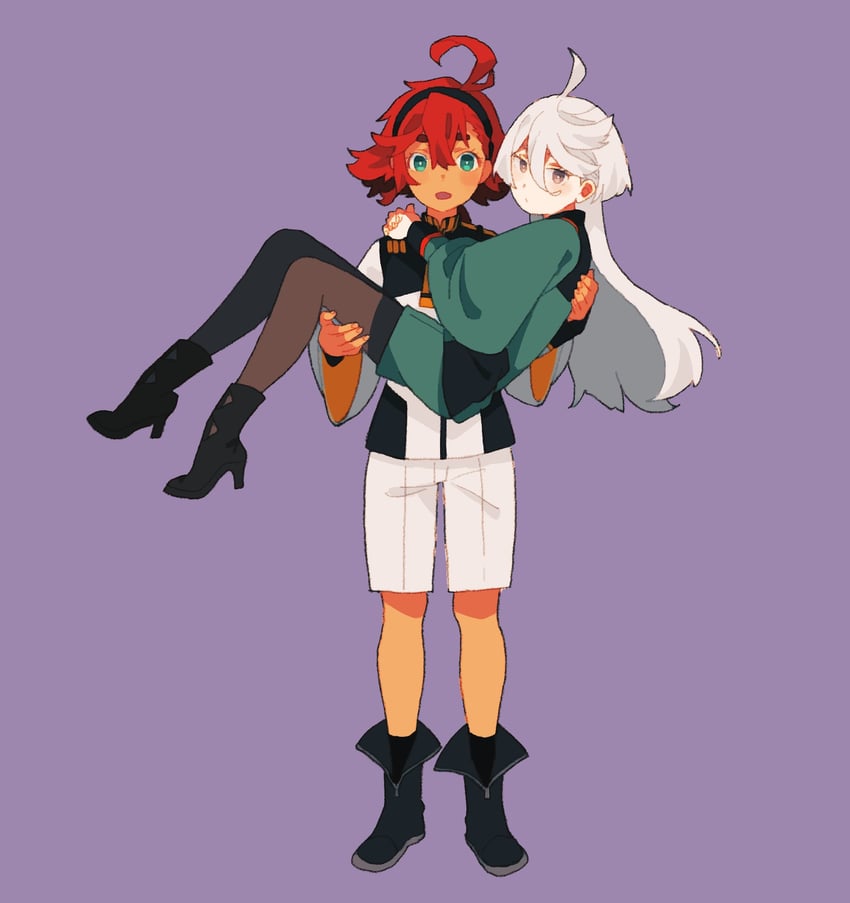 suletta mercury and miorine rembran (gundam and 1 more) drawn by dou_(mame_eee)