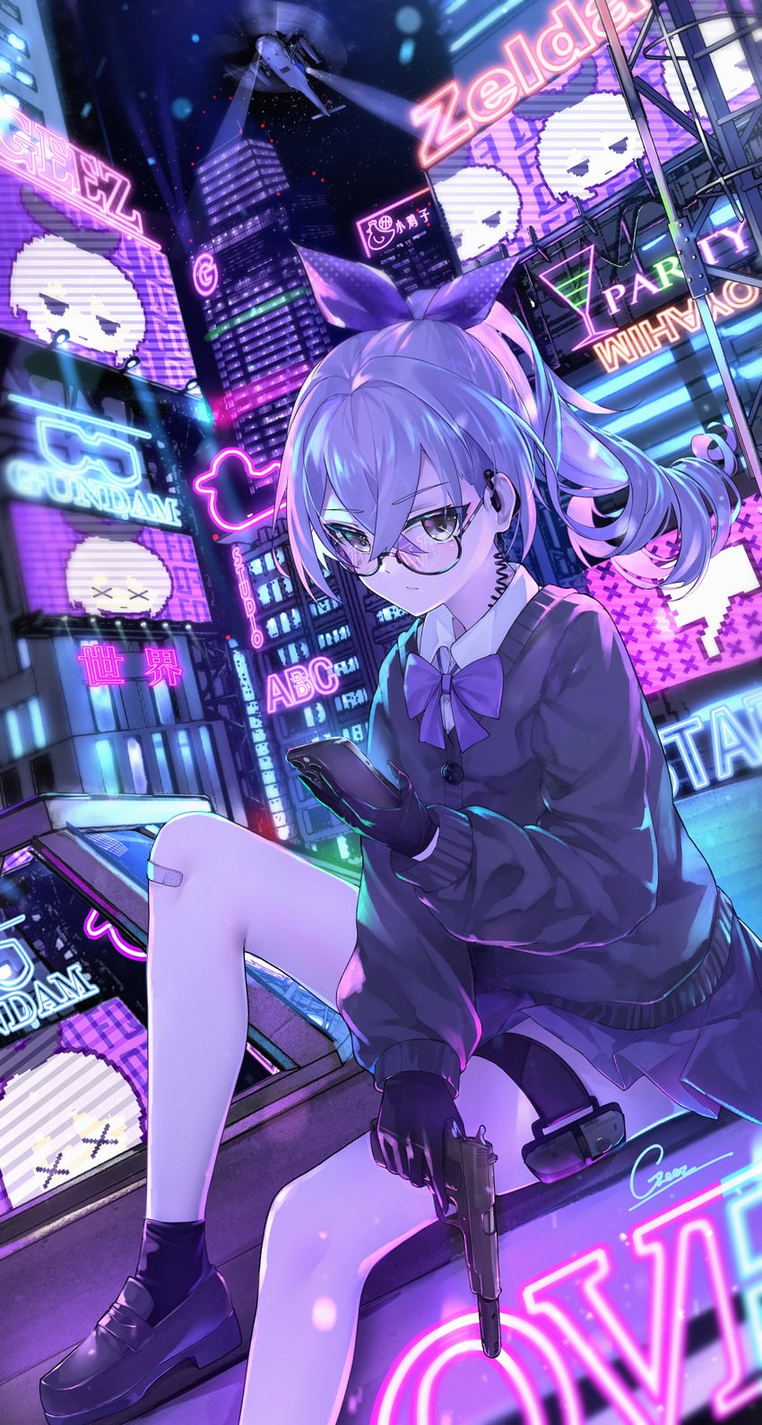 silver wolf (honkai and 1 more) drawn by geez