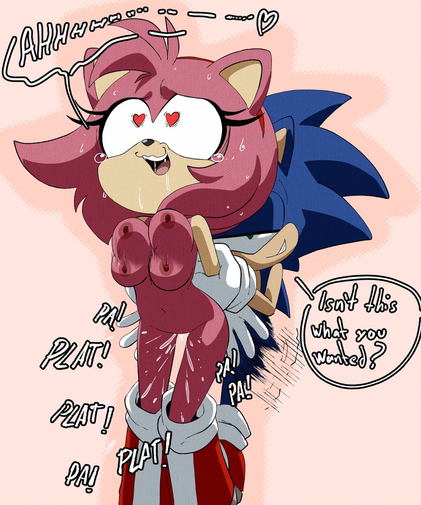 sonic the hedgehog and amy rose (sonic) drawn by inker_comics
