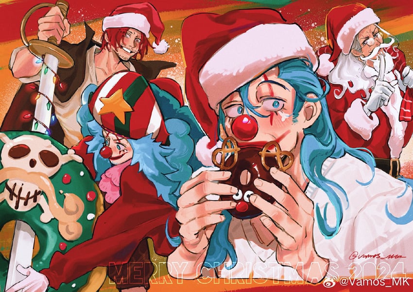 shanks, buggy the clown, and silvers rayleigh (one piece) drawn by vamos_mk