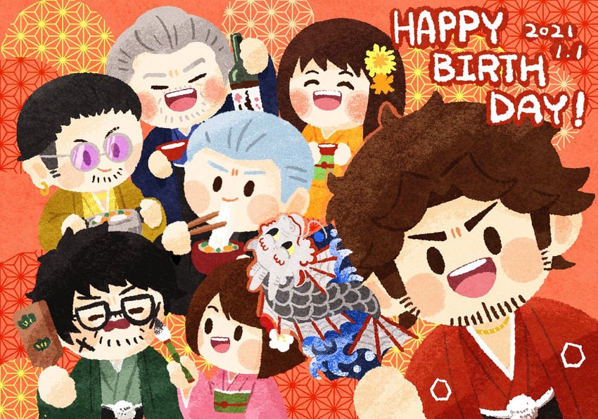 kasuga ichiban, zhao tianyou, mukoda saeko, adachi koichi, han joon-gi, and 2 more (ryuu ga gotoku and 1 more) drawn by hagino_490