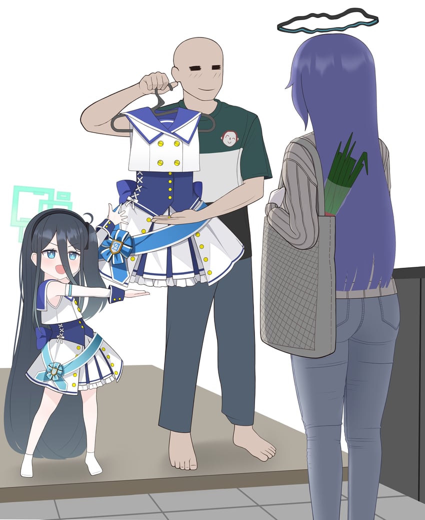 sensei, yuuka, doodle sensei, and aris (blue archive) drawn by littlefunny