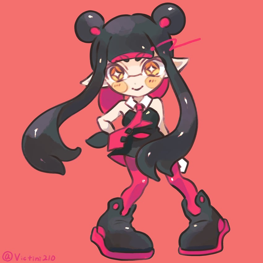 inkling player character and inkling girl (splatoon) drawn by payayo884