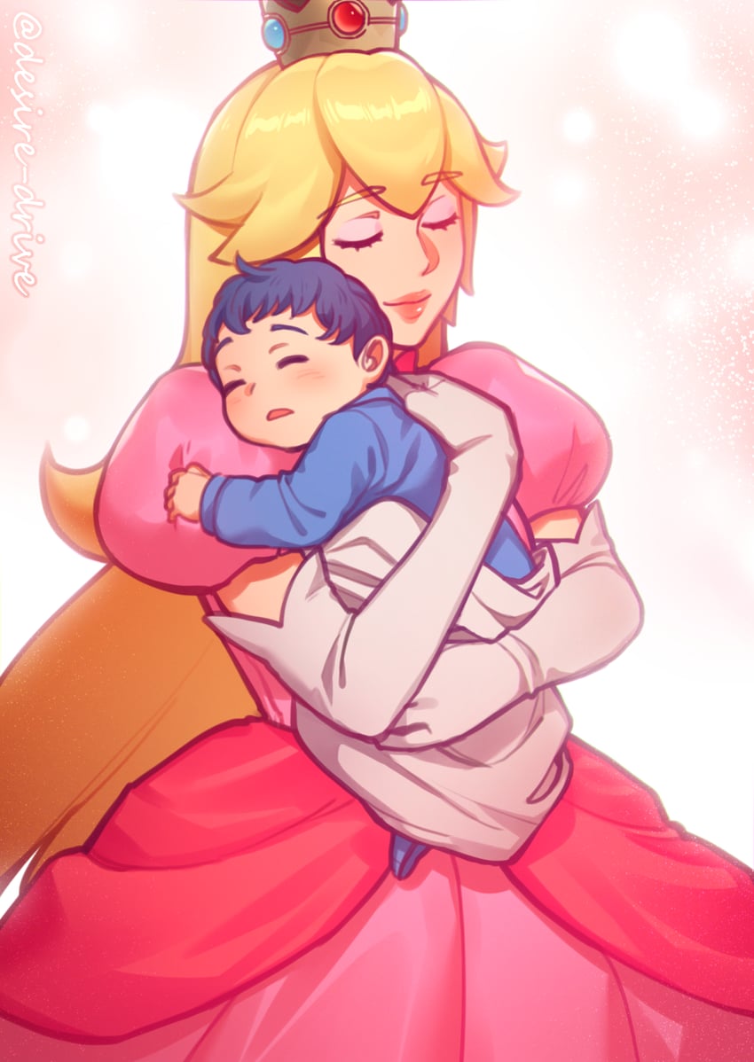 princess peach and lucina (fire emblem and 3 more) drawn by hiomaika