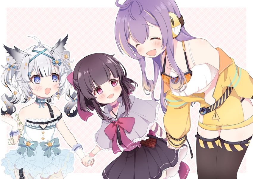 fallenshadow, mikazuki silvi, and vividly vivi (indie virtual youtuber) drawn by yukijiro
