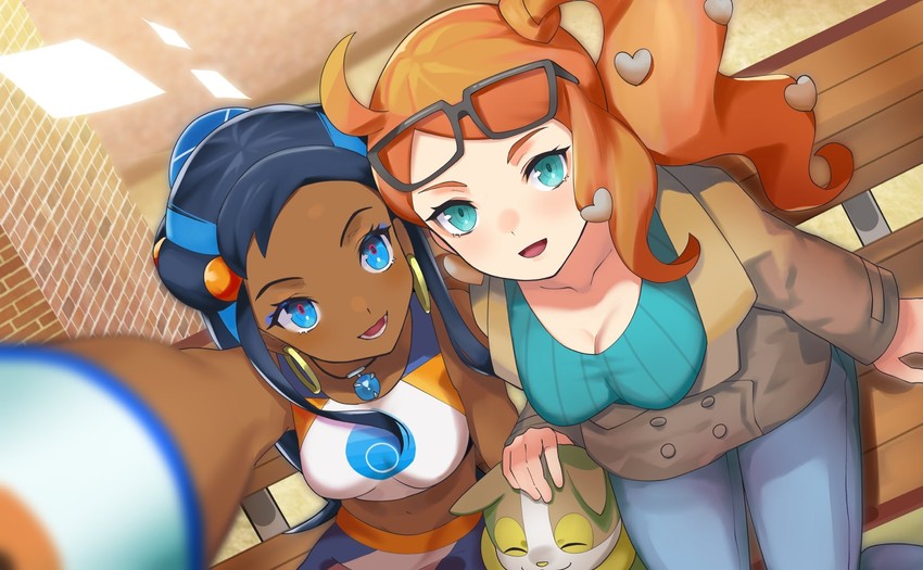 nessa, sonia, and yamper (pokemon and 1 more) drawn by katwo
