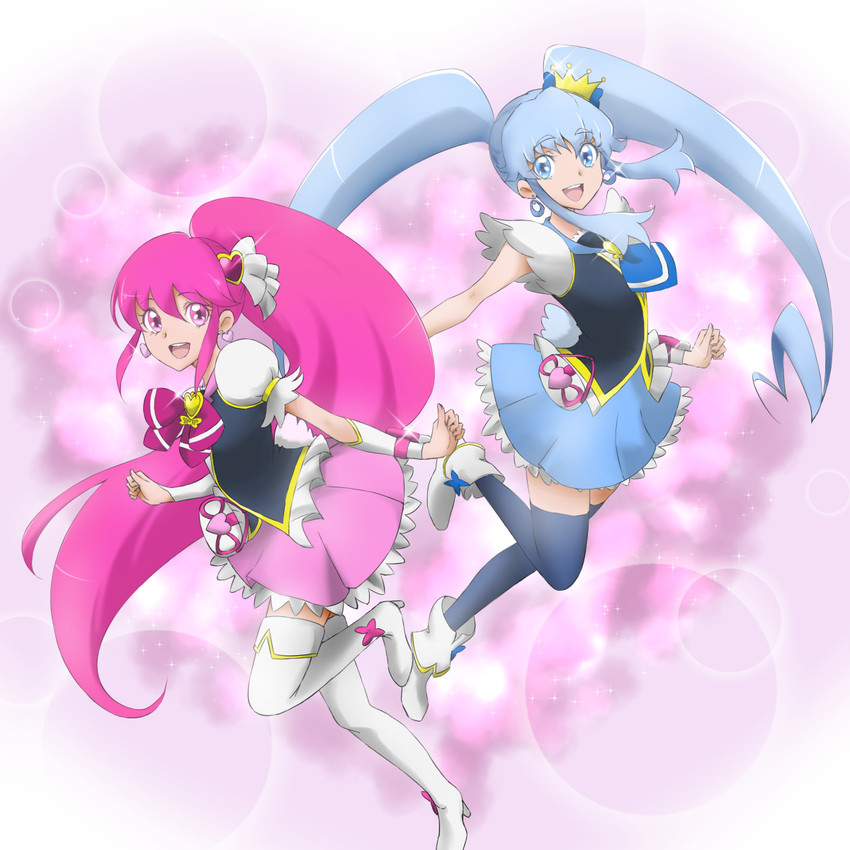 shirayuki hime, aino megumi, cure lovely, and cure princess (precure and 1 more) drawn by tsukikage_oyama