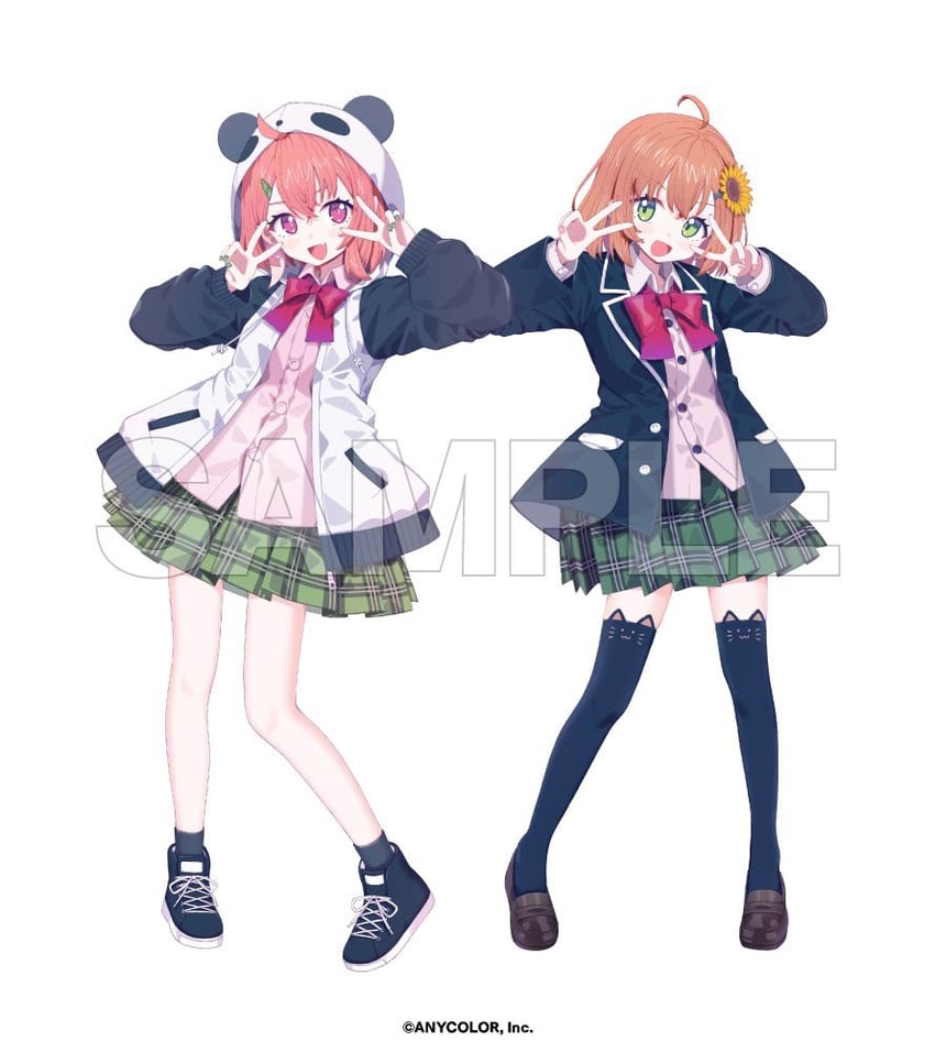 sasaki saku and honma himawari (nijisanji) drawn by morumoru_x