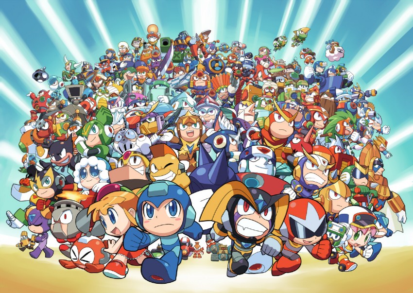 roll, mega man, proto man, bass, cut man, and 110 more (mega man and 19 more) drawn by kin_niku