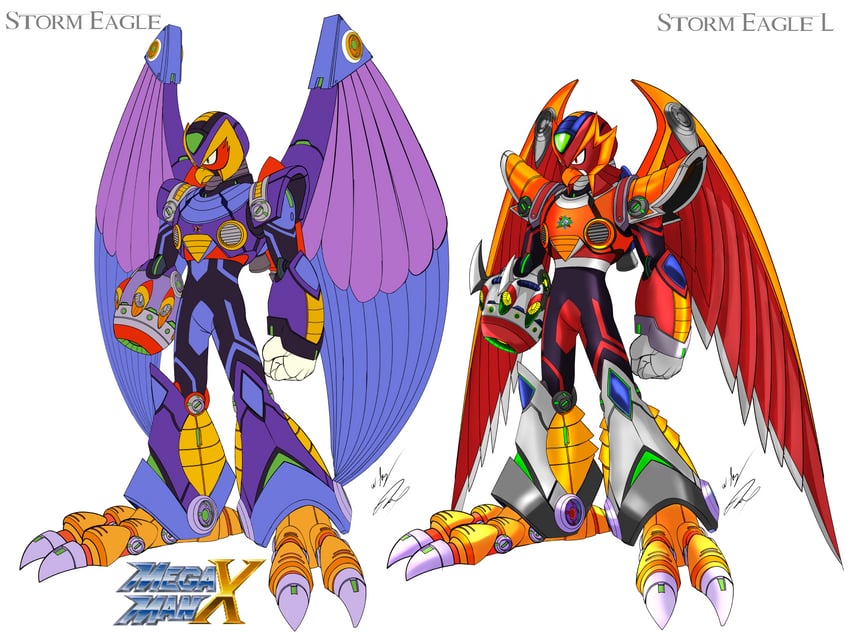 storm eagle and storm eagle l (mega man and 2 more) drawn by gunzcon