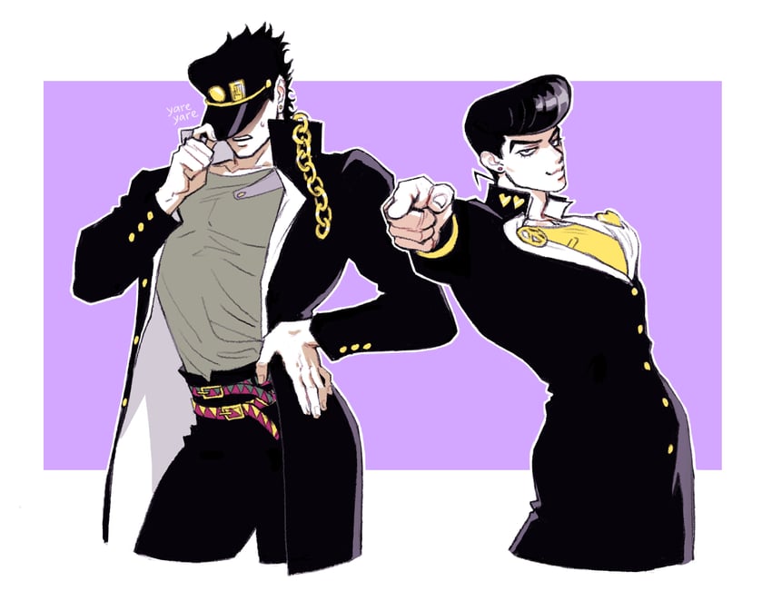 kujo jotaro and higashikata josuke (jojo no kimyou na bouken and 2 more) drawn by donlemefo