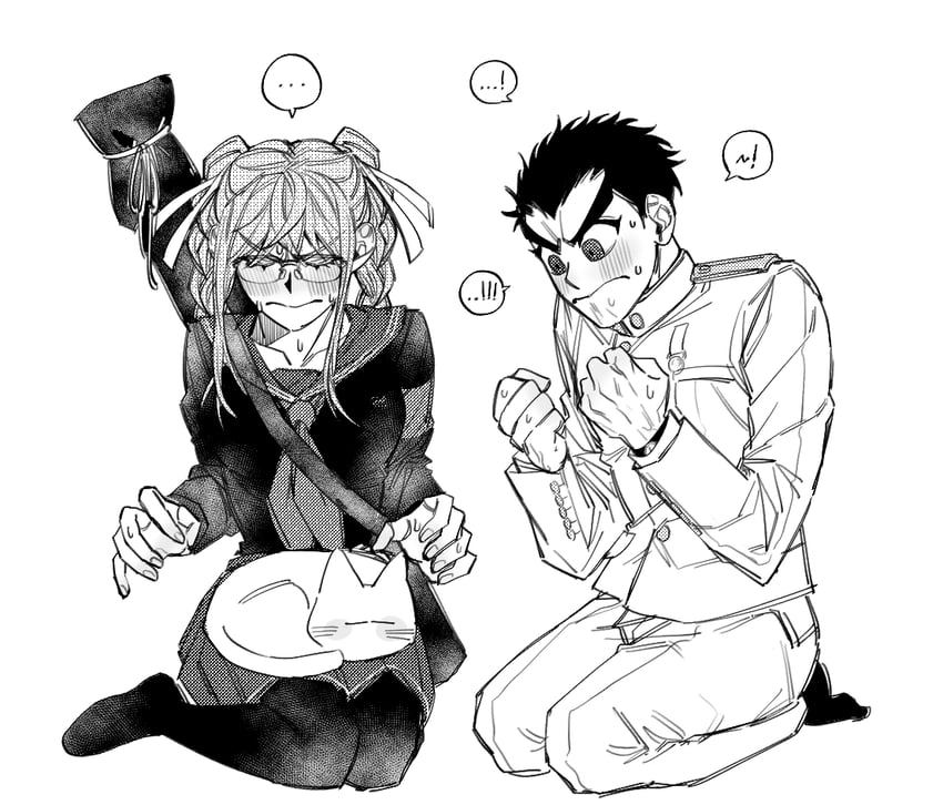 pekoyama peko and ishimaru kiyotaka (danganronpa and 2 more) drawn by wosing_(washing_dg)