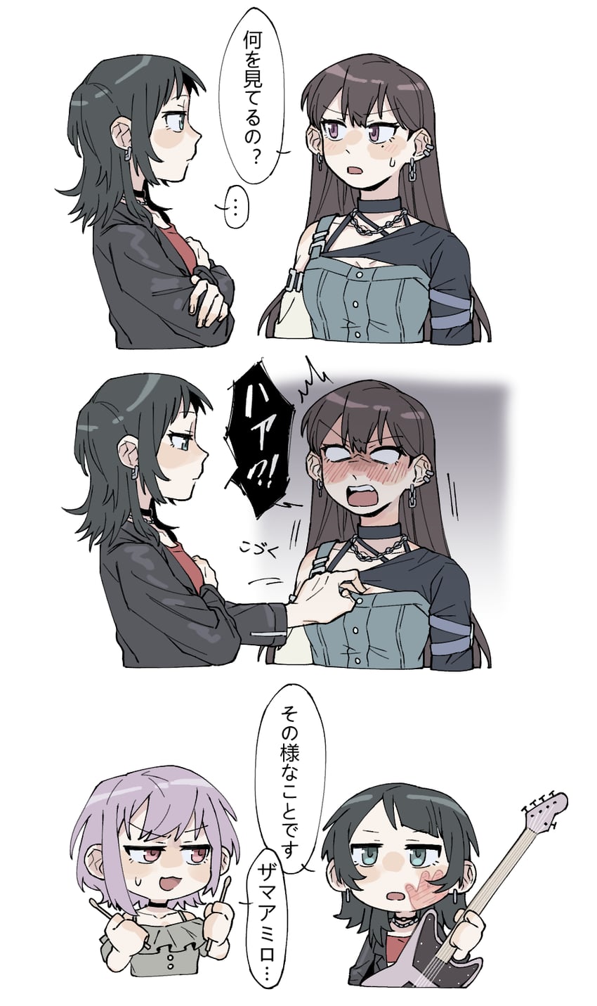 shiina taki, yahata umiri, and yuutenji nyamu (bang dream! and 1 more) drawn by criangle_k.