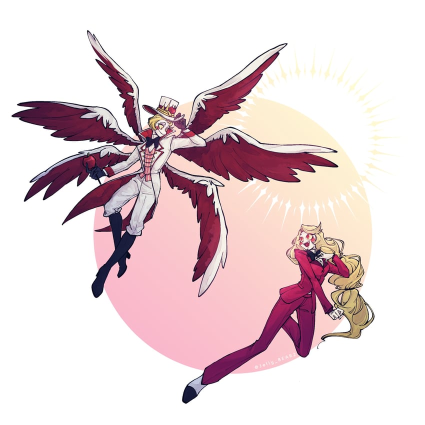 lucifer morningstar and charlie morningstar (hazbin hotel) drawn by jelly_bear2