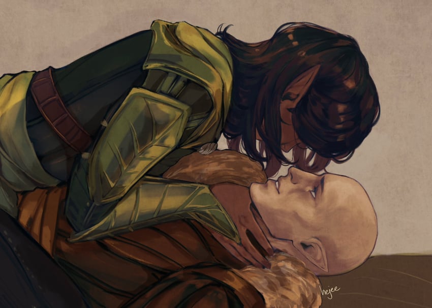 solas and inquisitor (dragon age and 1 more) drawn by hejee