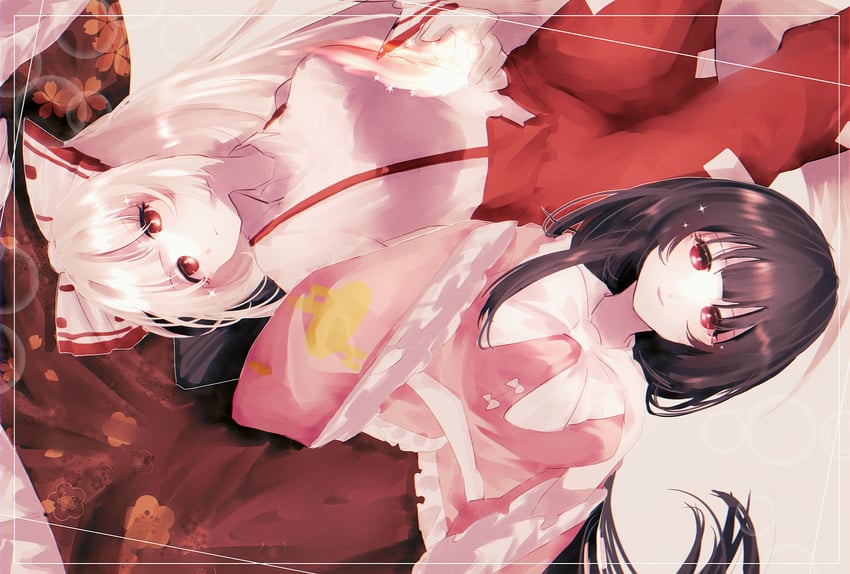fujiwara no mokou and houraisan kaguya (touhou) drawn by somei_ooo
