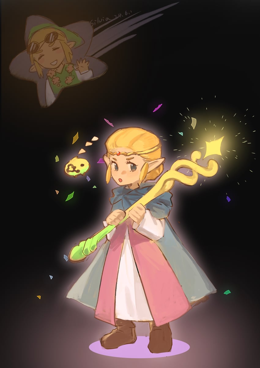 link, princess zelda, and tri (the legend of zelda and 1 more) drawn by yushx31