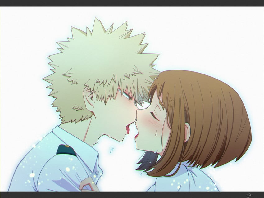 bakugou katsuki and uraraka ochaco (boku no hero academia) drawn by jyori